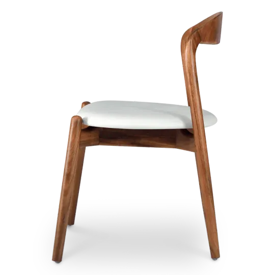 Bow Eetkamerstoel | Walnoot Hout | Offwhite PU Leer