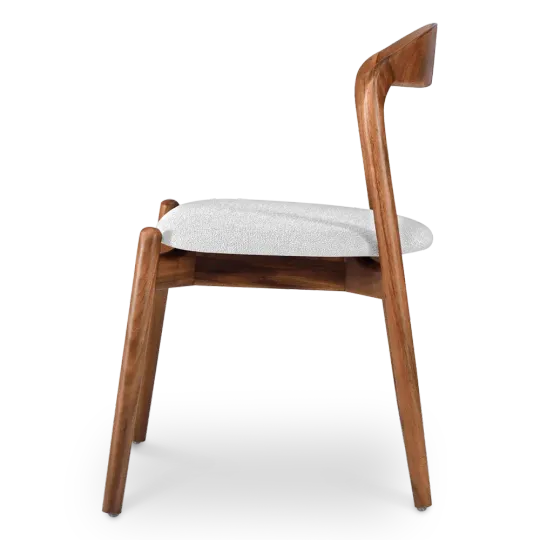 Bow Eetkamerstoel | Walnoot Hout | Wit Boucle