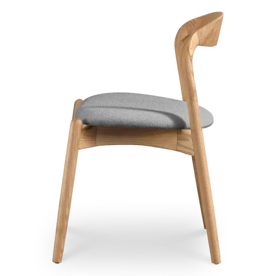 Bow Eetkamerstoel | Essen Hout | Grijs Boucle