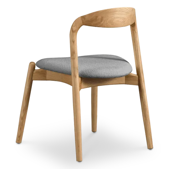 Bow Eetkamerstoel | Essen Hout | Grijs Boucle