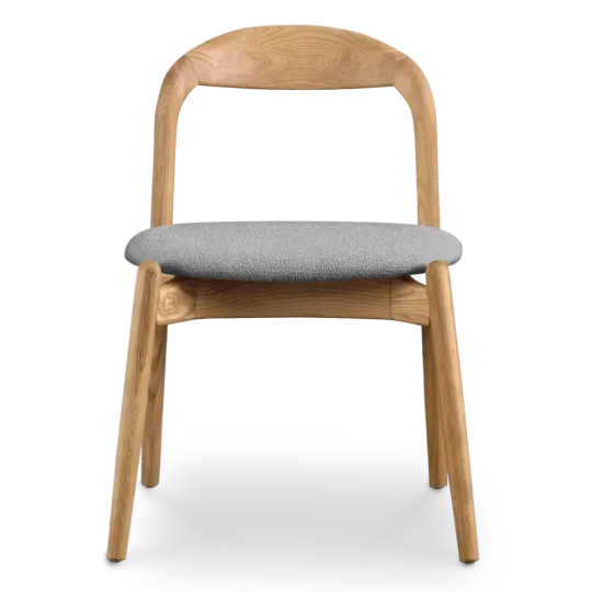 Bow Eetkamerstoel | Essen Hout | Grijs Boucle
