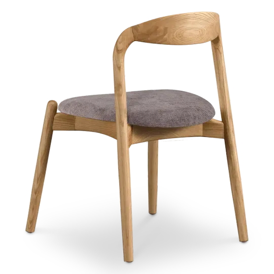 Bow Eetkamerstoel | Essen Hout | Grijs Bruin Chenille