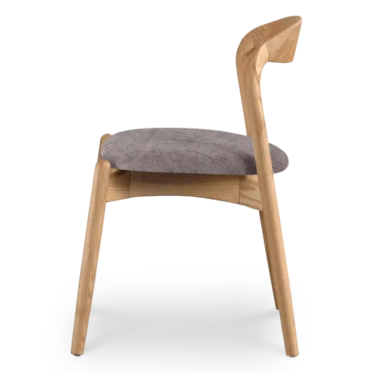 Bow Eetkamerstoel | Essen Hout | Grijs Bruin Chenille