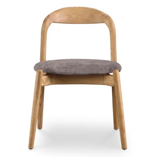 Bow Eetkamerstoel | Essen Hout | Grijs Bruin Chenille