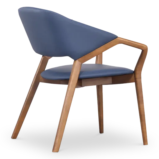 Japandi Eetkamerstoel Candorra | Blauw | Walnoot