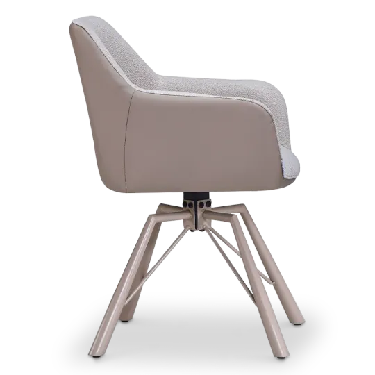 Draaibare Eetkamerstoel Nord | Taupe Boucle Taupe Leer | Taupe Onderstel Draaibare Eetkamerstoel Nord | Taupe Boucle Taupe Leer | Taupe Onderstel