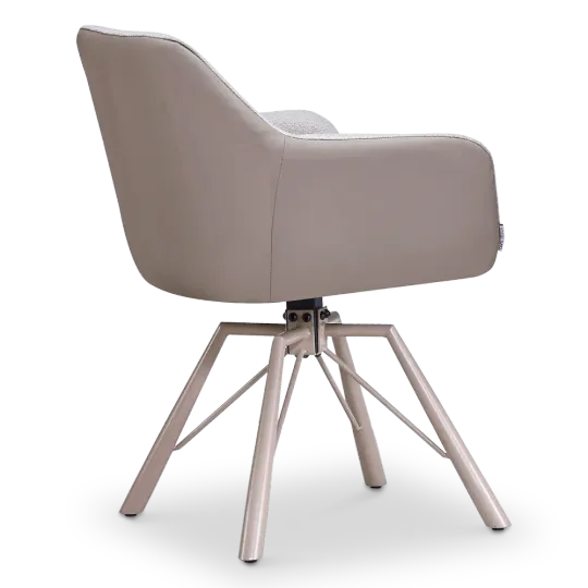Draaibare Eetkamerstoel Nord | Taupe Boucle Taupe Leer | Taupe Onderstel Draaibare Eetkamerstoel Nord | Taupe Boucle Taupe Leer | Taupe Onderstel