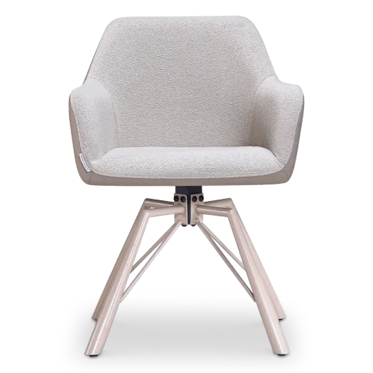 Draaibare Eetkamerstoel Nord | Taupe Boucle Taupe Leer | Taupe Onderstel Draaibare Eetkamerstoel Nord | Taupe Boucle Taupe Leer | Taupe Onderstel