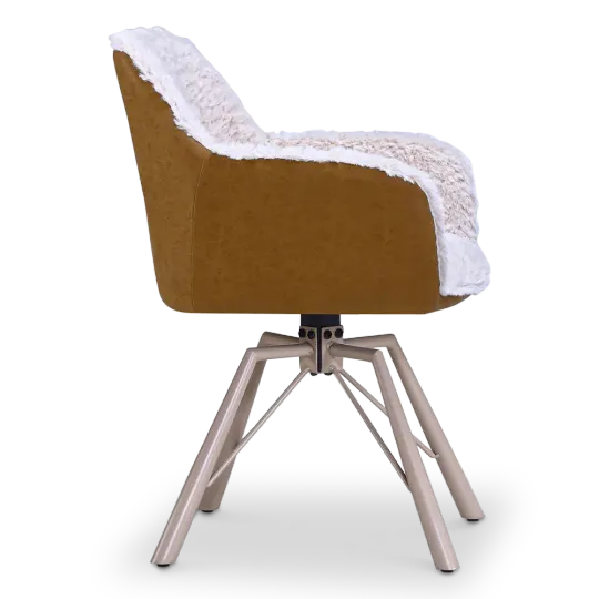 Draaibare Eetkamerstoel Nord | Taupe Sheepskin Cognac Leer | Taupe Onderstel Draaibare Eetkamerstoel Nord | Taupe Sheepskin Cognac Leer | Taupe Onderstel