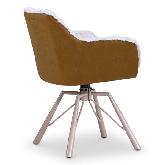 Draaibare Eetkamerstoel Nord | Taupe Sheepskin Cognac Leer | Taupe Onderstel Draaibare Eetkamerstoel Nord | Taupe Sheepskin Cognac Leer | Taupe Onderstel