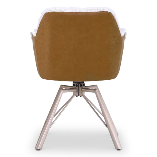 Draaibare Eetkamerstoel Nord | Taupe Sheepskin Cognac Leer | Taupe Onderstel Draaibare Eetkamerstoel Nord | Taupe Sheepskin Cognac Leer | Taupe Onderstel