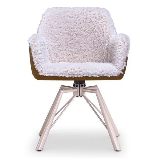 Draaibare Eetkamerstoel Nord | Taupe Sheepskin Cognac Leer | Taupe Onderstel Draaibare Eetkamerstoel Nord | Taupe Sheepskin Cognac Leer | Taupe Onderstel