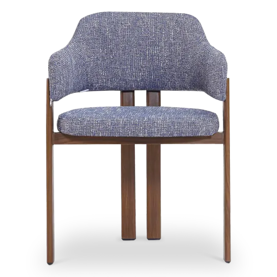 Japandi Eetkamerstoel Isamu | Blauw OTE | Walnoot Onderstel