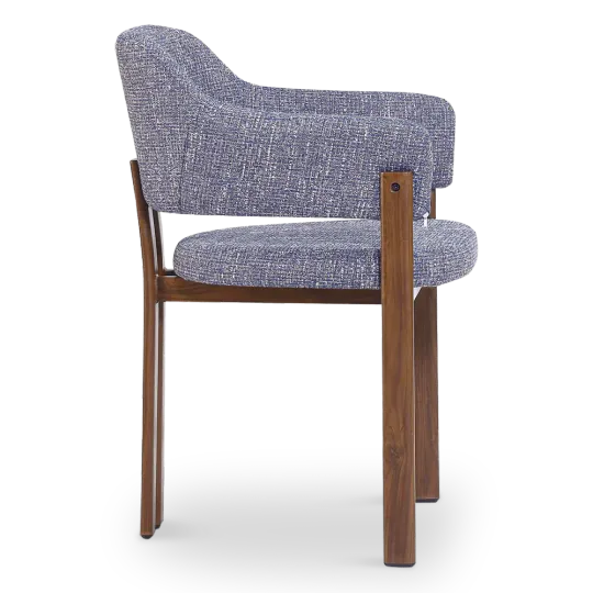 Japandi Eetkamerstoel Isamu | Blauw OTE | Walnoot Onderstel