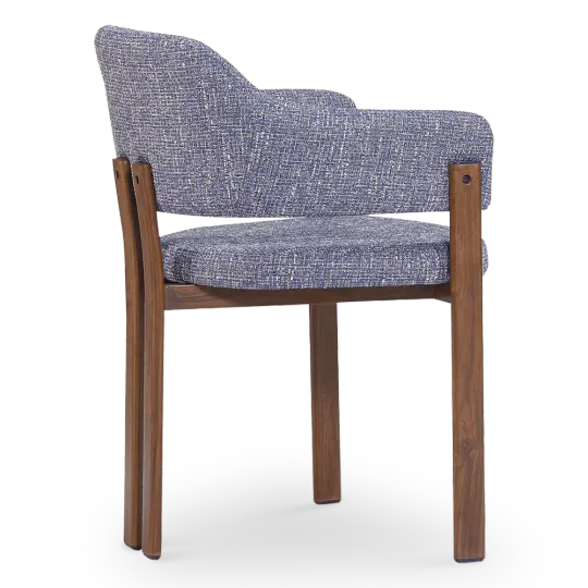 Japandi Eetkamerstoel Isamu | Blauw OTE | Walnoot Onderstel