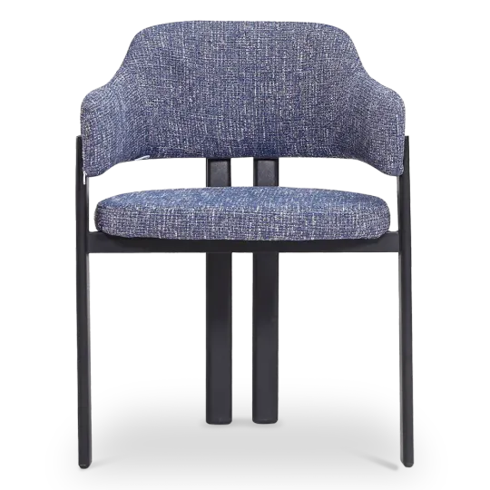 Japandi Eetkamerstoel Isamu | Blauw OTE | Zwart Onderstel Japandi Eetkamerstoel Isamu | Blauw OTE | Zwart Onderstel
