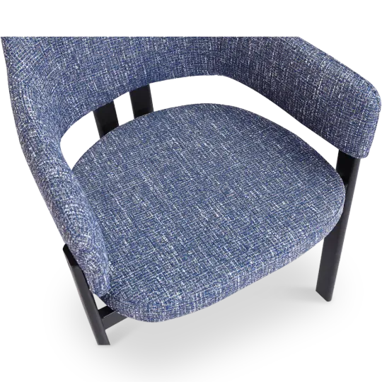 Japandi Eetkamerstoel Isamu | Blauw OTE | Zwart Onderstel Japandi Eetkamerstoel Isamu | Blauw OTE | Zwart Onderstel