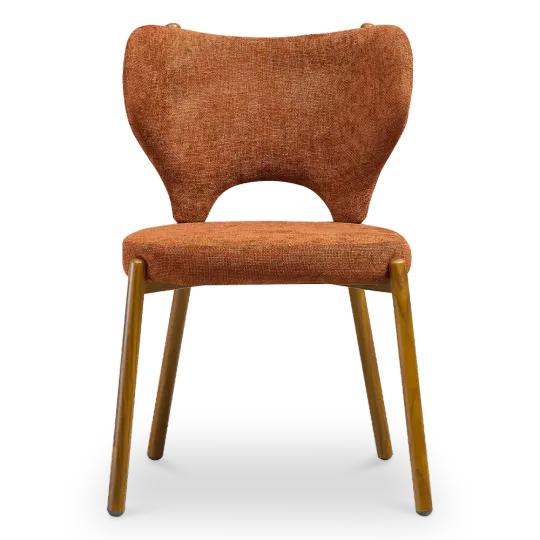 Japandi Eetkamerstoel Cho | Terracotta Chenille | Walnoot