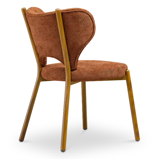 Japandi Eetkamerstoel Cho | Terracotta Chenille | Walnoot