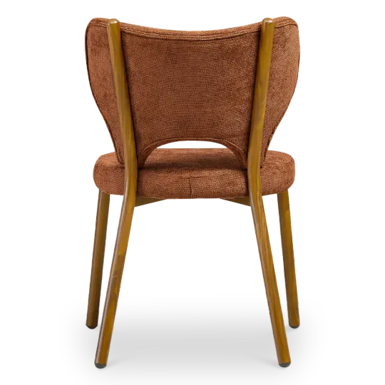 Japandi Eetkamerstoel Cho | Terracotta Chenille | Walnoot