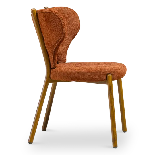 Japandi Eetkamerstoel Cho | Terracotta Chenille | Walnoot