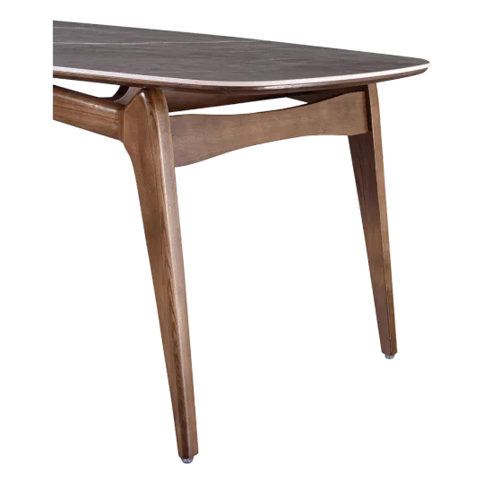 Eettafel Japandi Deens Ovaal Antraciet Keramiek | Walnoot Onderstel Eettafel Japandi Deens Ovaal Antraciet Keramiek | Walnoot Onderstel