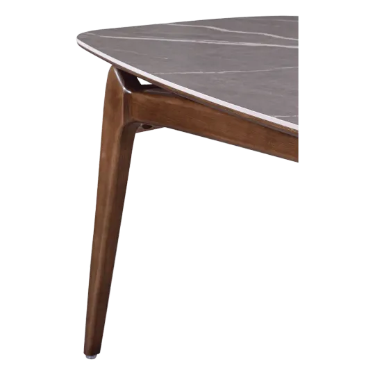 Eettafel Japandi Deens Ovaal Antraciet Keramiek | Walnoot Onderstel Eettafel Japandi Deens Ovaal Antraciet Keramiek | Walnoot Onderstel
