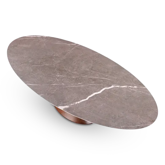 Ovale Tulip Eettafel | Antraciet Keramiek | Walnoot Onderstel Ovale Tulip Eettafel | Antraciet Keramiek | Walnoot Onderstel