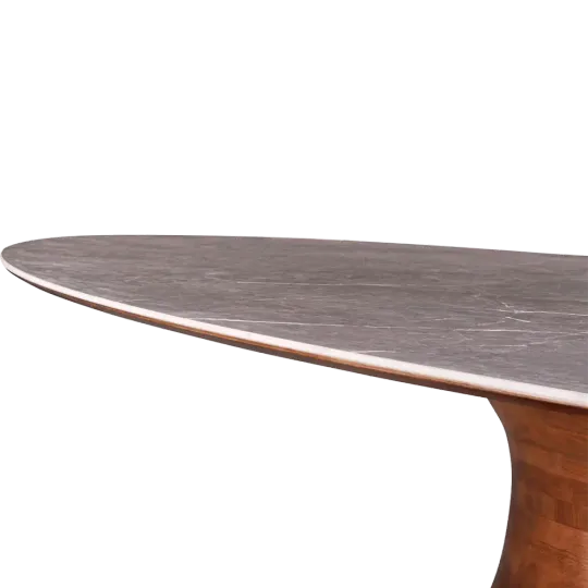 Ovale Tulip Eettafel | Antraciet Keramiek | Walnoot Onderstel Ovale Tulip Eettafel | Antraciet Keramiek | Walnoot Onderstel