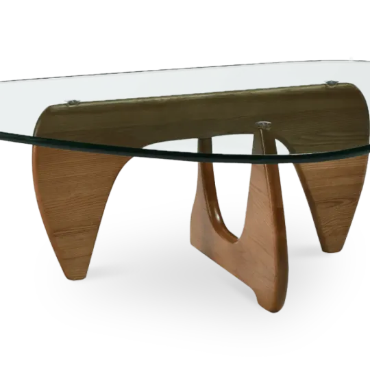 Japandi Salontafel Sabi | Glazen Blad | Walnoot Onderstel