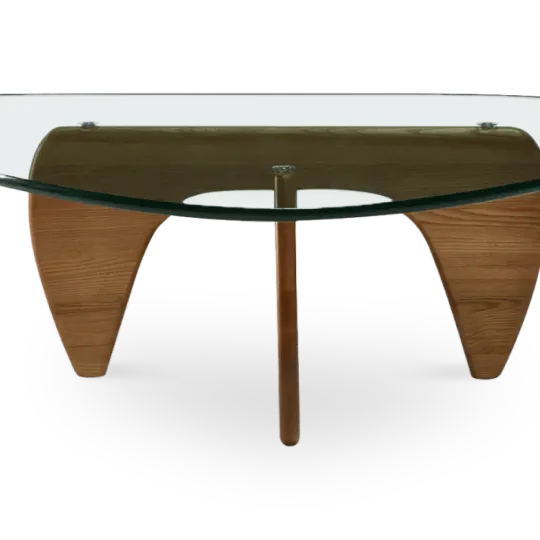 Japandi Salontafel Sabi | Glazen Blad | Walnoot Onderstel