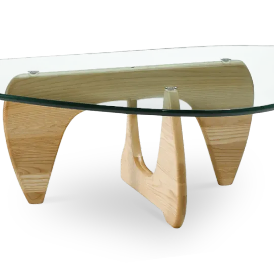 Japandi Salontafel Sabi | Glazen Blad | Essen Onderstel