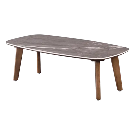 Salontafel Baron Deens Ovaal Antraciet Keramiek Walnoot Poten