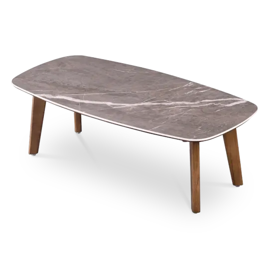 Salontafel Baron Deens Ovaal Antraciet Keramiek | Walnoot Poten