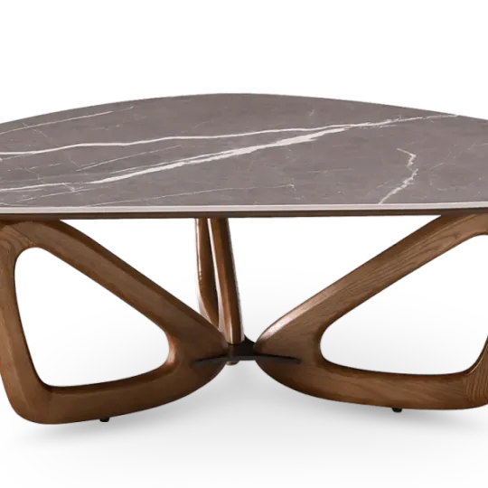 Japandi Salontafel Butterfly | Antraciet Keramiek | Walnoot Onderstel