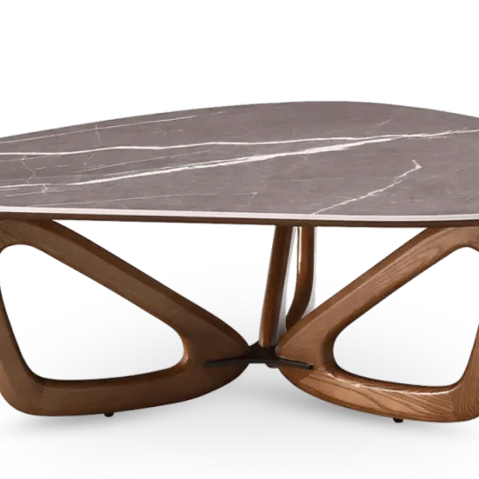 Japandi Salontafel Butterfly | Antraciet Keramiek | Walnoot Onderstel