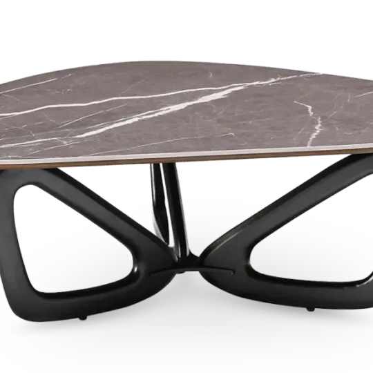 Japandi Salontafel Butterfly | Antraciet Keramiek | Zwart Onderstel