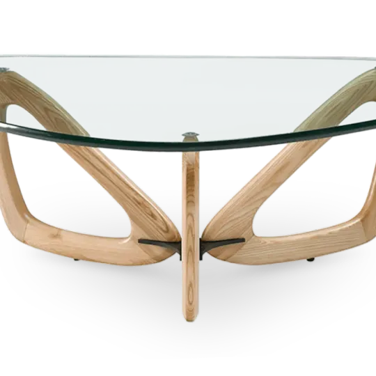 Japandi Salontafel Butterfly | Glazen Blad | Essen Onderstel