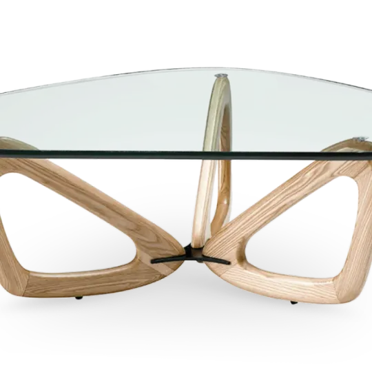 Japandi Salontafel Butterfly | Glazen Blad | Essen Onderstel