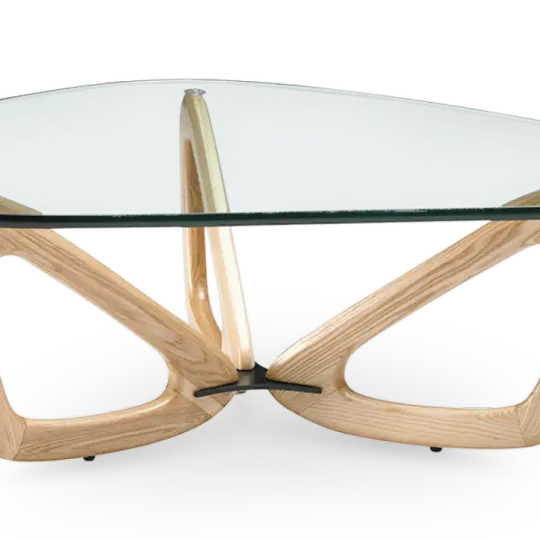 Japandi Salontafel Butterfly | Glazen Blad | Essen Onderstel