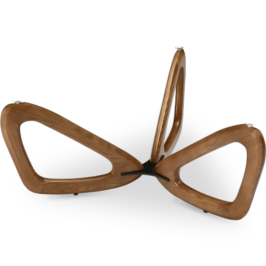 Japandi Salontafel Butterfly | Glazen Blad | Walnoot Onderstel Japandi Salontafel Butterfly | Glazen Blad | Walnoot Onderstel