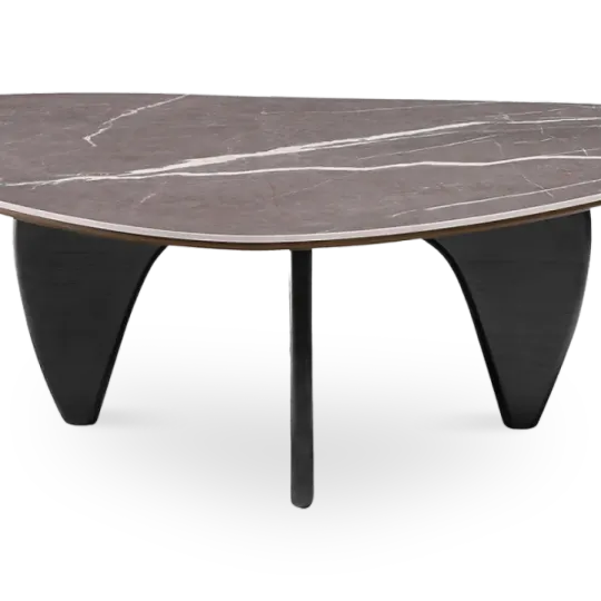 Japandi Salontafel Sabi | Antraciet Keramiek | Zwart Onderstel