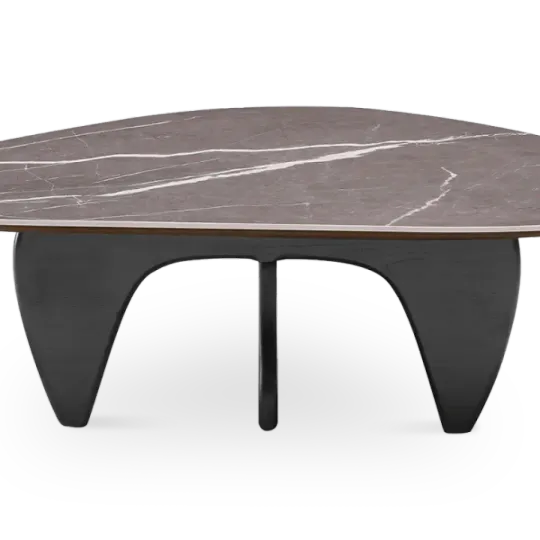 Japandi Salontafel Sabi | Antraciet Keramiek | Zwart Onderstel