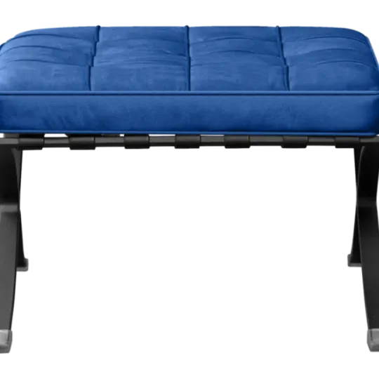 Paviljoen Chair XL Blauw Velvet Set | Inclusief Voetenbank | Zwart Frame Paviljoen Chair XL Kings Blue Velvet | Black Frame