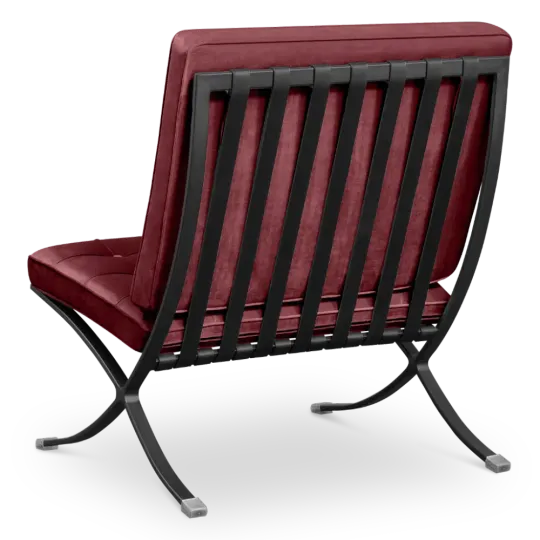 Paviljoen Chair XL Rood Velvet Set | Inclusief Voetenbank | Zwart Frame Paviljoen Chair XL Bordeaux Red Velvet | Black Frame