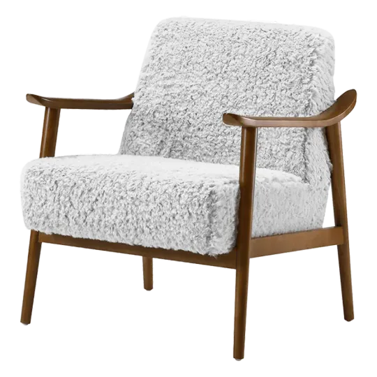 Cavel Hezel Scandinavische Lounge Chair Teddy Wit Walnoot
