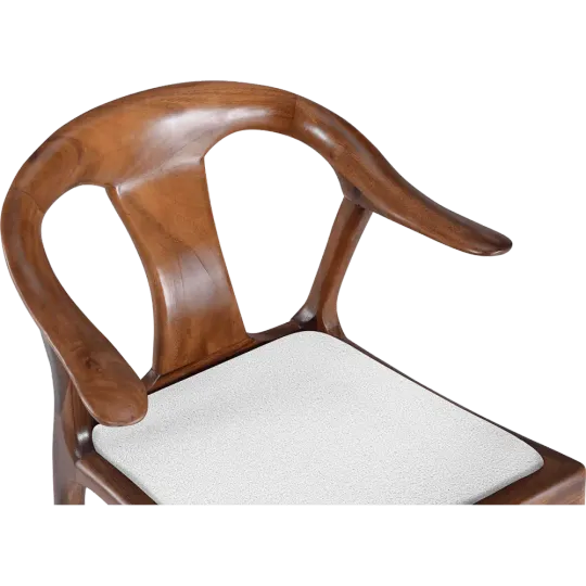 Japandi Eetkamerstoel Musk | Walnoot Hout | Wit Boucle