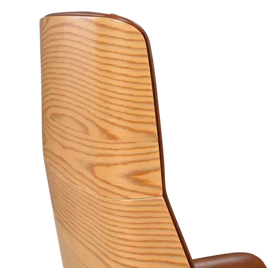 Bureaustoel Charles Cognac Leer, Essen Hout