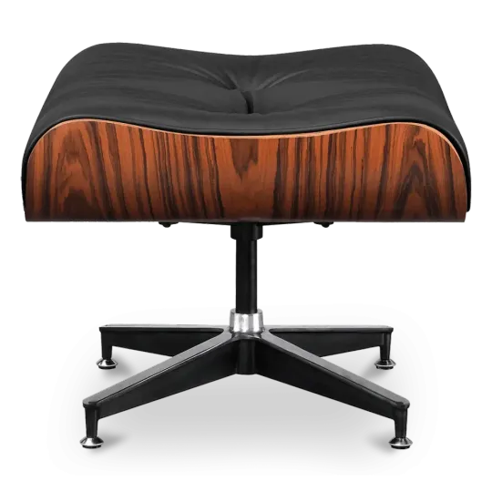 Cavel Lounge Chair Ottoman / Hocker Zwart Leer | Palissander Schaal