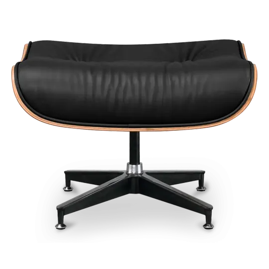 Cavel Lounge Chair Zwart Leer | Walnoot Schalen